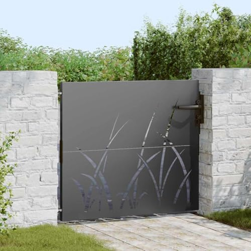 Generico Cancello da Giardino con Blocco Nero 85 x 100 cm,Nero,11.6kg,42015864