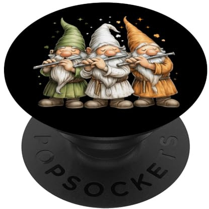 Flauto Strumento Gnome Trifoglio St. Patricks Day Pattys Day PopSockets PopGrip Adesivo