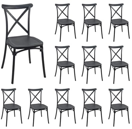 Pack 12 Sillas para Catering Apilables Charlotte 50x44x87.5cm 7house