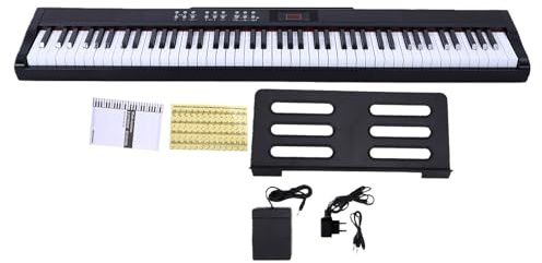 Fafeicy 88 Tangenters Digitalpiano i Full Storlek, Viktat Keyboard med 900 Toner, 700 Rytmer, 110 Demolåtar, BT MIDI-stöd för Nybörjare och proffs. (EU)