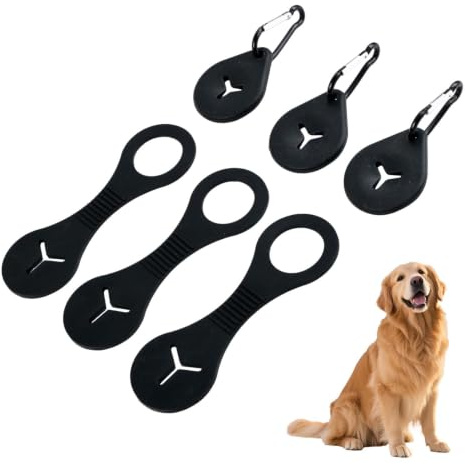 Nivofu Dispensador Bolsas Excrementos Perro para Correa, Porta Bolsas Caca Perro 6 Piezas con Mosquetón, Accesorio Práctico para Paseos Running Bicicleta Senderismo, Universal Compatible (Negro)