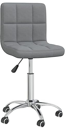 Jkghdrt Chaise de bureau pivotante en tissu gris clair, réglable en hauteur avec vérin à gaz, roulettes à 360 degrés, rembourrée, pour bureau à domicile et salon