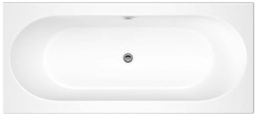iBathUK Bathroom White Gloss Bath Double Ended Straight Round Acrylic Bathtub with Adjustable Feet - 1700 x 700mm