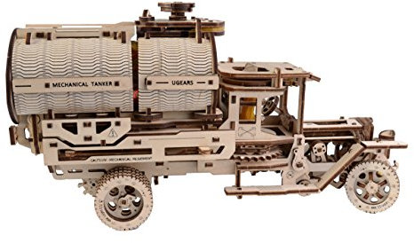 UGEARS 43227-443 LKW mit einem Tanker, mechanisches Holzmodell 3D-Puzzle Montageset
