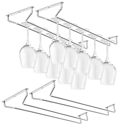 CUKE2BEET 15.7 Inch Stainless Steel Wine Glasses Rack Under Cabinet Stemware Rack, Rust Resistant