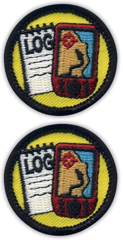 PATCHION Set of Two - Geocaching Log and GPS Merit - Round 1.5 - Iron-on/Heat Seal Backing - Embroidered Patch/Badge/Emblem