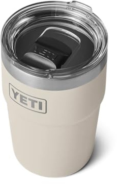YETI Rambler Cup, Vacuum Insulated Stainless Steel Stackable Cup with Magslider Lid, Cape Taupe, 16 oz (475 ml)