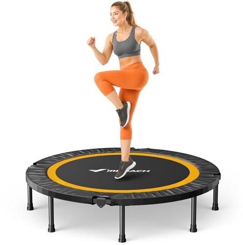 MERACH Mini Trampoline Fitness Adults - 48'' Indoor Trampolines for Exercise Quiet, 4ft Foldable Trampoline Max Load 330lb