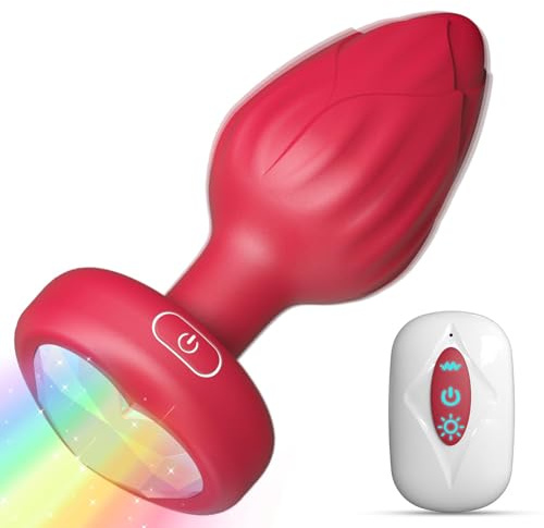 Plug anale vibratore, giocattoli sessuali per coppie per donne, plug anale vibrante luminoso con 10 vibrazioni, giocattoli per adulti, giocattoli sessuali rosa per donne, vibratori anali