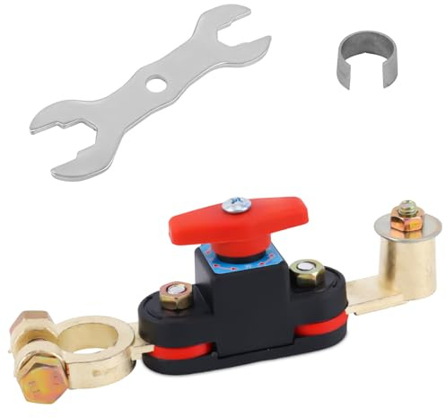 BTFO Interruttore Scollegamento Batteria Montante Superiore, Interruttore Stacca Batteria in Rame Puro da 12V-24V con Chiave e Guarnizione per Auto Camion Camper Barche ATV Veicoli