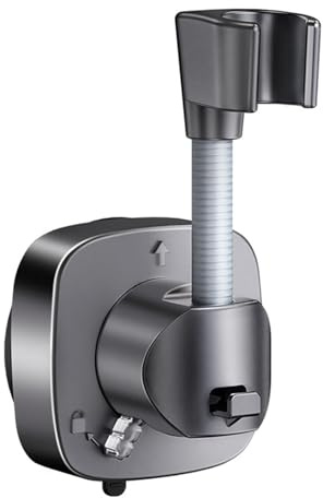 Cyberwork Supporto Per Soffione Doccia Girevole A 360°, Ventosa Senza Fori, Supporto Per Soffione Doccia Rimovibile, Portata 10 Kg, Antiscivolo E Antiruggine, Adatto Per Il Bagno (Grigio)