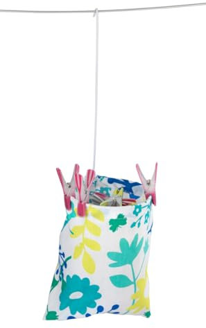 WENKO 3710800100 Peg bag - for approx. 130 pegs, Cotton, 20 x 20 x 3.5 cm, Multicoloured