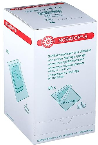 NOBAMED Paul Danz AG Schlitzkompressen aus Vliesstoff 7,5x7,5 cm steril 50x2 Stück