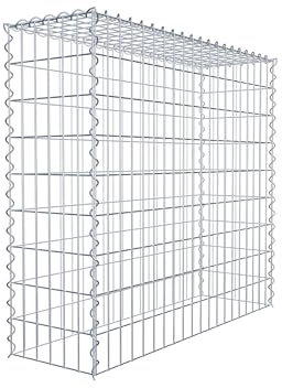 GABIONA Cesta de piedra de gavión rectangular, malla de 5 x 10 cm, profundidad de 30 cm, cesta de cultivo tipo 3, cierre de espiral, galvanizado (100 x 90 x 30 cm)