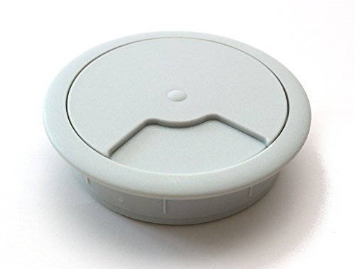 60mm Grey PC Computer Desk Plastic Grommet Table Cable Tidy Wire Hole Cover by GTV