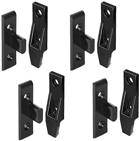 Gedotec Einhängebeschlag Kusanke EH Platten- und Rahmenteil für Holz-Möbel & Schränke | Einhänge-Verbinder zum Schrauben | Kunststoff schwarz | 4 Set - Möbelverbinder für auszuhängende Paneele