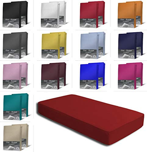 2er Set Jersey Spannbettlaken Spannbetttücher Bettlaken Spannbetttuch weiche Baumwolle mit Rundumgummizug, Farbe: Rot, Maße: 2er Pack 180-200 x 200 cm