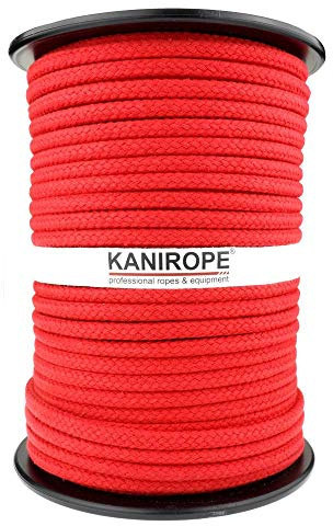 Kanirope Cuerda de algodón Cobraid 6 mm 100 m color rojo trenzado 16 capas