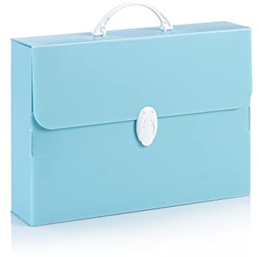 B-Case Valigetta Every Line Pastel Azzurro Pastello in Polipropilene Alveolare, Formato 27 x 37.5 x 8 Cm, Maniglia Arrotondata e Una Chiusura Bianche