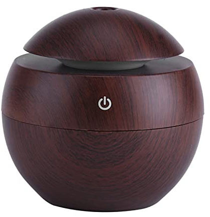 Tiiyee Humidificateur, 130ml Diffuseur D'huiles Essentielles Diffuseurs D'arôme Humidifier Silencieux LED Veilleuse USB Purificateur Air pour Chambre Salon Bureau Spa Yoga Coucher Maison Voiture Brun