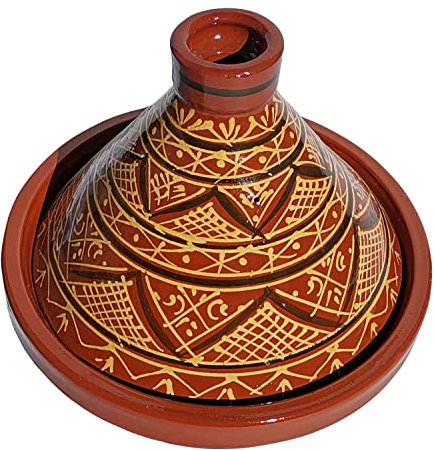 Casa Moro Marokkanische Tajine Agadir Ø 34 cm glasiert | Kochen für bis zu 6 Personen | Premium-Qualität | Gartopf Tontopf aus Marrakesch | MT7071
