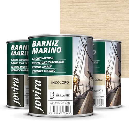 JOVIRA PINTURAS Vernice marina. Per legno esterno-interno, incolore-trasparente. Speciale resistenza in ambienti marini. (3 x 750 millilitri, luminoso) K-47-3