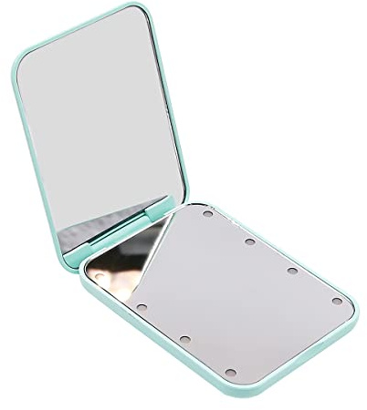 CENPEK Mini miroir de poche LED petit miroir cosmétique léger compact pliable rectangle double face vert