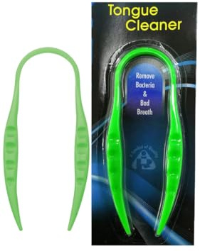 AARNAV Limpiador de lengua de plástico verde, raspador de lengua de plástico para adultos y niños, cuidado dental bucal, removedor de mal aliento (verde)