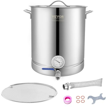 VEVOR Brew Kettle 16 Gal, Brewing Pot Stainless Steel, Brew Kettle Pot for Beer Brewing with Filter&Filter Tray, Tri Ply Bottom for Beer