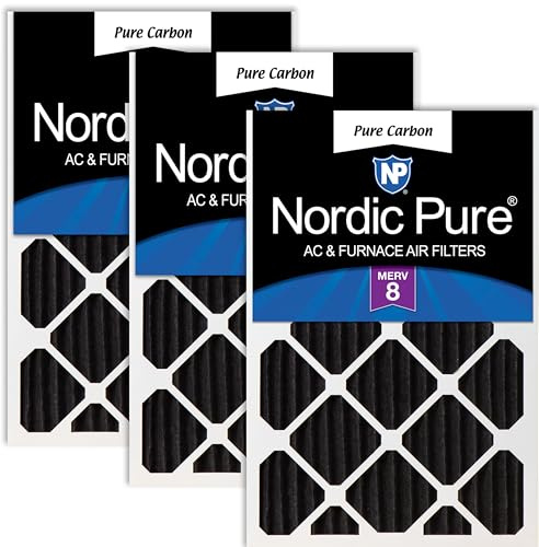 Nordic Pure Set med 3 ugnsfilter i rent kol för att minska lukt Merv 8 14 x 2 (33 1/2 x 23 1/2 x 1 3/4)