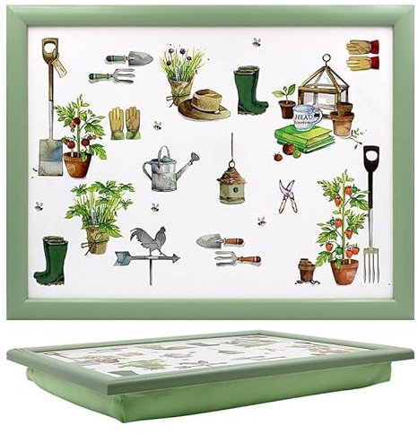 The Leonardo Collection - Bandeja de Regazo con Dedos Verdes con Bolsa de Frijoles para Servir Platos, Bonitas bandejas para Comer en el Regazo para la Cena o el Desayuno, bandejas de Comida de Nuevo