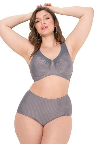 Ulla Popken Damen Entlastungs-BH, Ohne Bügel, Strassanhänger, Cup C - G BH, Betongrau, 100G EU
