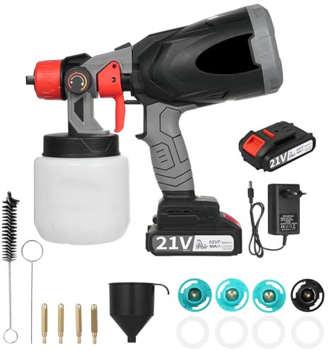 Mulcort Pulverizador de Pintura Eléctrica 800W, Máquina de pulverización de Pintura Látex, 38.000 TR/Min, Batería de Litio Doméstico, Máquina de pulverización, Artefacto de Pintura