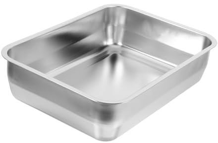 PAMINGONO 304 Stainless Steel Rectangular Roasting Pan Small Size Thickened Deep Oven Baking Tray Roasting Dish for Kitchen Seafood and Meat Cooking