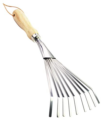YARNOW 3 Pezzi Rastrello A Nove Denti Con Manico In Legno Rastrello Con Manico In Legno Piccolo Rastrello Per Letti Rastrello Per Giardinaggio Rastrello Per Foglie Piccolo Attrezzo Da