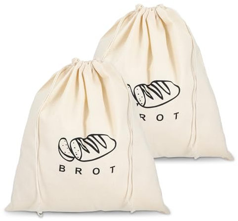 AOZUO Lot de 2 sacs à pain en lin, matériaux végétaux naturels, sacs à pain réutilisables avec cordon de serrage pour le pain, les fruits et les légumes