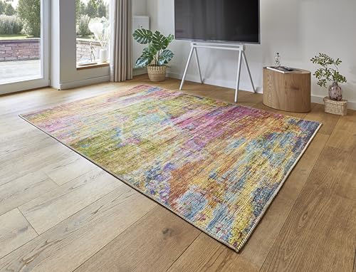 -LUXOR- living Teppich Wohnzimmer Polino im Vintage Design - Wohnzimmerteppich Teppich Kurzflor Digitaldruck in zeitlosem Design 160 x 230 cm Multi