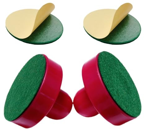 Air Hockey Pushers with Felt Pads – 2-Pack 96mm Universal Air Hockey Paddles with 2 Extra Felt Stickers – Heavy-Duty Strikers for Standard Game Tables – Accessories for Adults & Kids