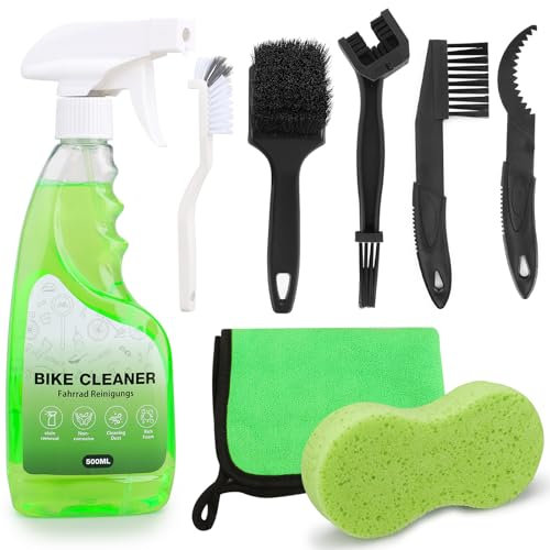 ytorgr Fahrrad Reinigungsset 8IN 1 Fahrrad Kettenreiniger Set Fahrrad Reinigungsbürste mit 500ml Fahrradreinigung