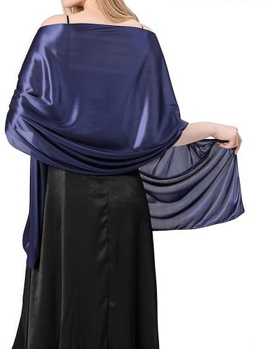 Bufanda Mujer Chales y envolturas Pañuelo Seda Mantón Moda Chal Estolas Silk Scarf Women Orange Shawl Stain Neckerchief Head Wrap Thin Beach Scarf Vintage Bridal Shawl Chiffon (Azul marino)