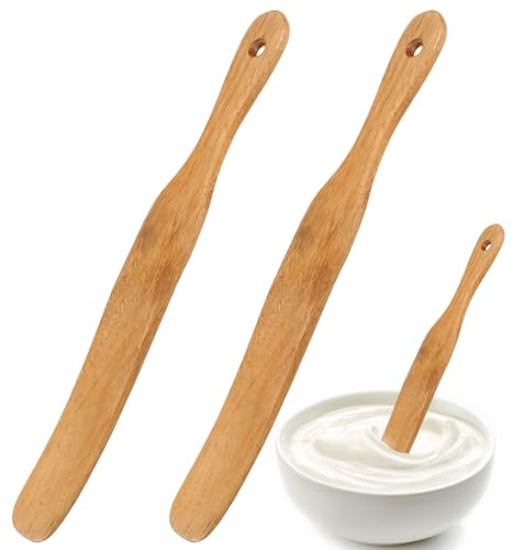 2 st träspatel för matlagning Skinny Spurtle för Surdeg Starter Surdeg Spurtles Deg Rör med hängande hål Köksverktyg Surdeg Omrörningspinne Surdeg Spatel Trä Köksredskap