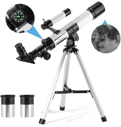 Telescope for Kids & Beginners 40mm Aperture 400mm AZ Mount Astronomical Refracting Telescope with Finder Scope Compass and Tripod