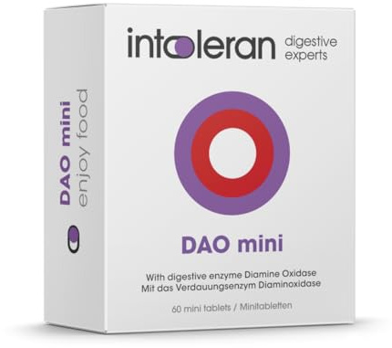 Intoleran DAO Mini Digestive Enzymes - 60 Tablets | Supplement for Histamine Intolerance & DAO Deficiency | Healthy Histamine Levels | 30,000 HDU Pure Diamine Oxidase (DAO) Enzyme | Coated