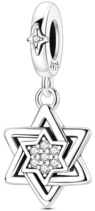Teleye Pendentif étoile de David en argent compatible avec la plupart des bracelets quotidiens
