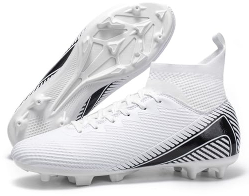 Snygga högskurna fotbollsskor, elastiska stickade midjeband, skosnören, FG TF, dubbar, träning, spel, gräsmatta, konstgräs, plats, unisex, storlekar 38–45