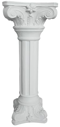 Relaxdays Columna Griega para Plantas, Decoración Jardín, Resistente a Heladas, Piedra Artificial, Blanco 85x32x32 cm