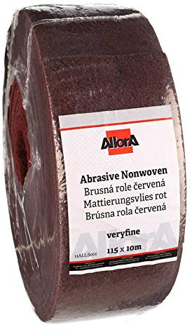 AllorA – Schleifvlies Rolle Rot | Körnung P800 | Mattierungsvlies zum Anschleifen von unlackierten Teilen (Kunststoffe, Holz, Laminaten und Aluminium) (115 mm x 10 m)