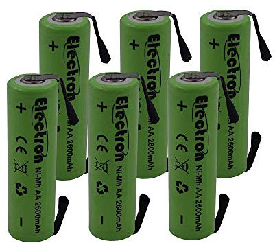 6x Batteria ricaricabile Ni-Mh Stilo AA 1,2V 2600mAh con linguette lamelle terminali a saldare per pacco pacchi batteria