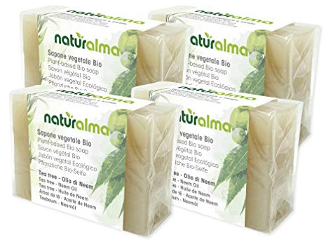 Sapone artigianale vegetale TEA TREE E OLIO DI NEEM Bio 4 X 100g Naturalma lavorazione artigianale a bassa temperatura Vegan