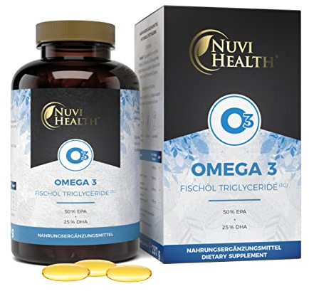 Huile de poisson Premium Oméga 3 1000 mg - 240 gélules triple force : 80% d'Oméga 3 & sous forme de triglycérides - Haute pureté - Pêche durable